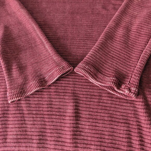 ABLE Thermal Maroon Waffle Knit Long Sleeve Dress Size Crochet Lace Boho Size M - Picture 9 of 10